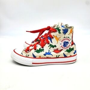 Converse Shoes Youth 1 Chuck Taylor High Dinosaurs Canvas White Red A01668F